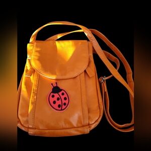 Latico NJ USA Orange Messenger Crosbody Flap Ladybug Custom Vintage 10 X 8 GUC